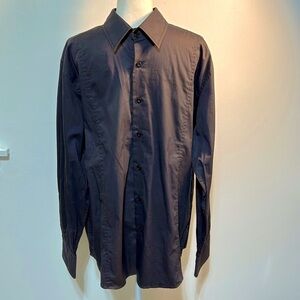 BRUNO Brand New York Stretch Dark Grey Men’s LG Button Up Dress Shirt New W/Otag